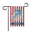 Garden flag with red and white stripes, "Arcadia Lake Oklahoma" text, and "The Smith Family" on a blue banner.