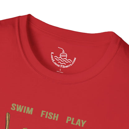 Lake Life T-Shirt | Boat Oars Life Preserver Anchor Letters Rustic Design | Fishing Water Skiing Gift Tee