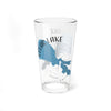 Clear Lake California map and compass design on a clear pint glass.
