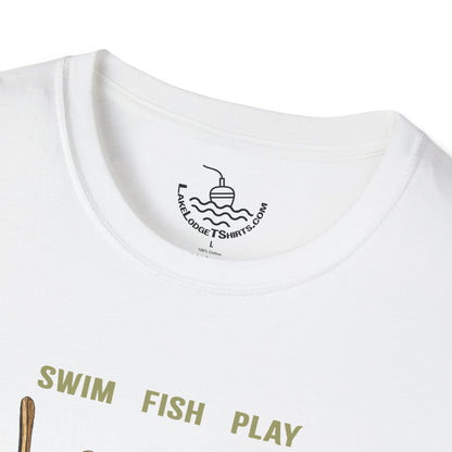 Lake Life T-Shirt | Boat Oars Life Preserver Anchor Letters Rustic Design | Fishing Water Skiing Gift Tee