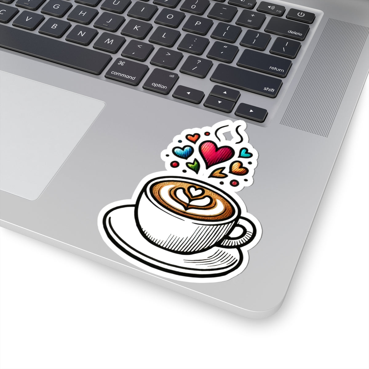 Coffee Latte Love Kiss-Cut Stickers, Laptop Stickers, Heart Decor, Cute Gift for Coffee Lovers, Valentine's Day