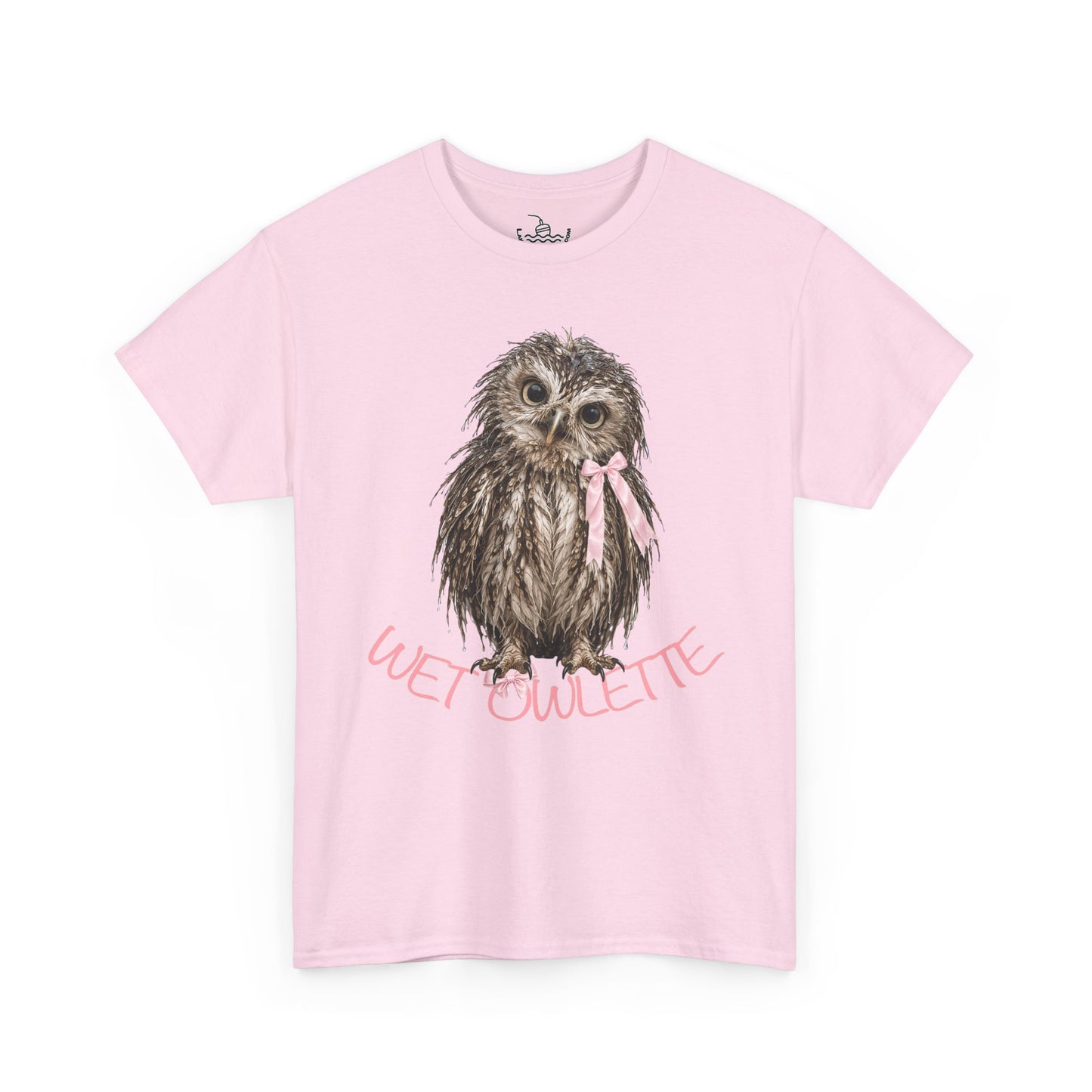 Wet Owl Coquette French Owlette Cute Pink Baby Owl Shirt, Hiking Wildlife T-Shirt, Screech Hoot Owl Bird Watching Shirt