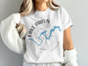 White t-shirt graphic with Lake Rabun Georgia and compass rose design.
