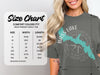 Comfort Colors 1717 heavyweight adult tee size chart with width and length measurements.