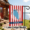 Garden flag with red and white stripes, Lake Mohave shape, and "The Smith Family."