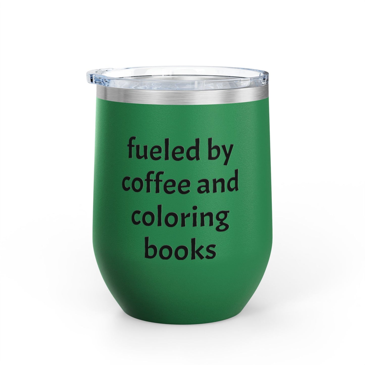 Charming Coffee Wine Tumbler with Lid for Coloring Book Lovers, Heart and Latte Design, Stainless Steel