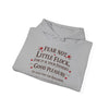 Fear Not Little Flock Hoodie with Printed Sleeves | Luke 12:32 Scripture Heart Design Bible Verse Gift | Share your faith
