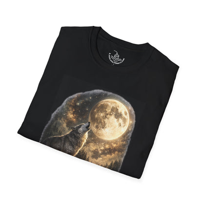 Howling Wolves Vintage 90s Howl at the Moon ULTRA SOFT Shirt, Retro Wolf Tee, Galaxy, Night Predator Hunting Grey Wolf Shirt