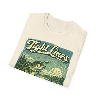 Tight Lines Fishing Graphic T-Shirt | Bass Fishing at the Lake Retro Design