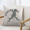 Pillow with Longview Lake outline, compass design, and Missouri text.