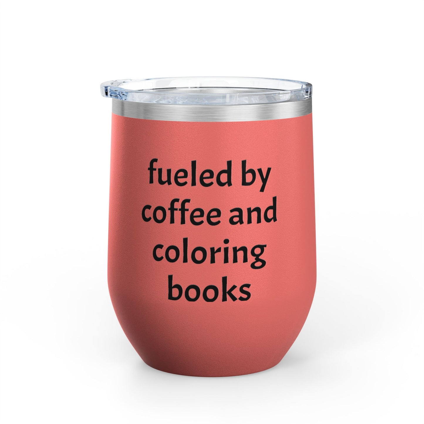 Charming Coffee Wine Tumbler with Lid for Coloring Book Lovers, Heart and Latte Design, Stainless Steel