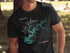 Black t-shirt featuring a teal compass rose overlaying a map of Lake Wedowee, Alabama.