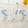 Three glasses display "Jordan Lake Alabama" with a blue lake outline and compass rose.