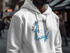 White hoodie with Medina Lake and compass graphic, includes "TEXAS".