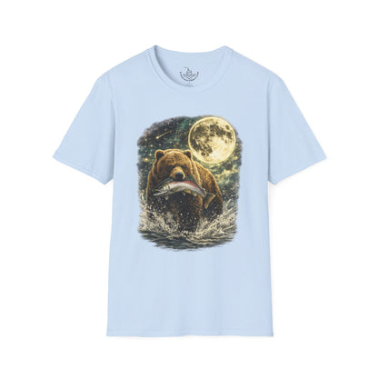 Kodiak Brown Bear Night Fishing with Salmon T-Shirt Midnight Hunting Rustic Forest Animal Art Gift Shirt ULTRA SOFT Shirt