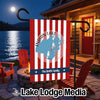 Garden flag with Indian Lake map and "The Smith Family" text.