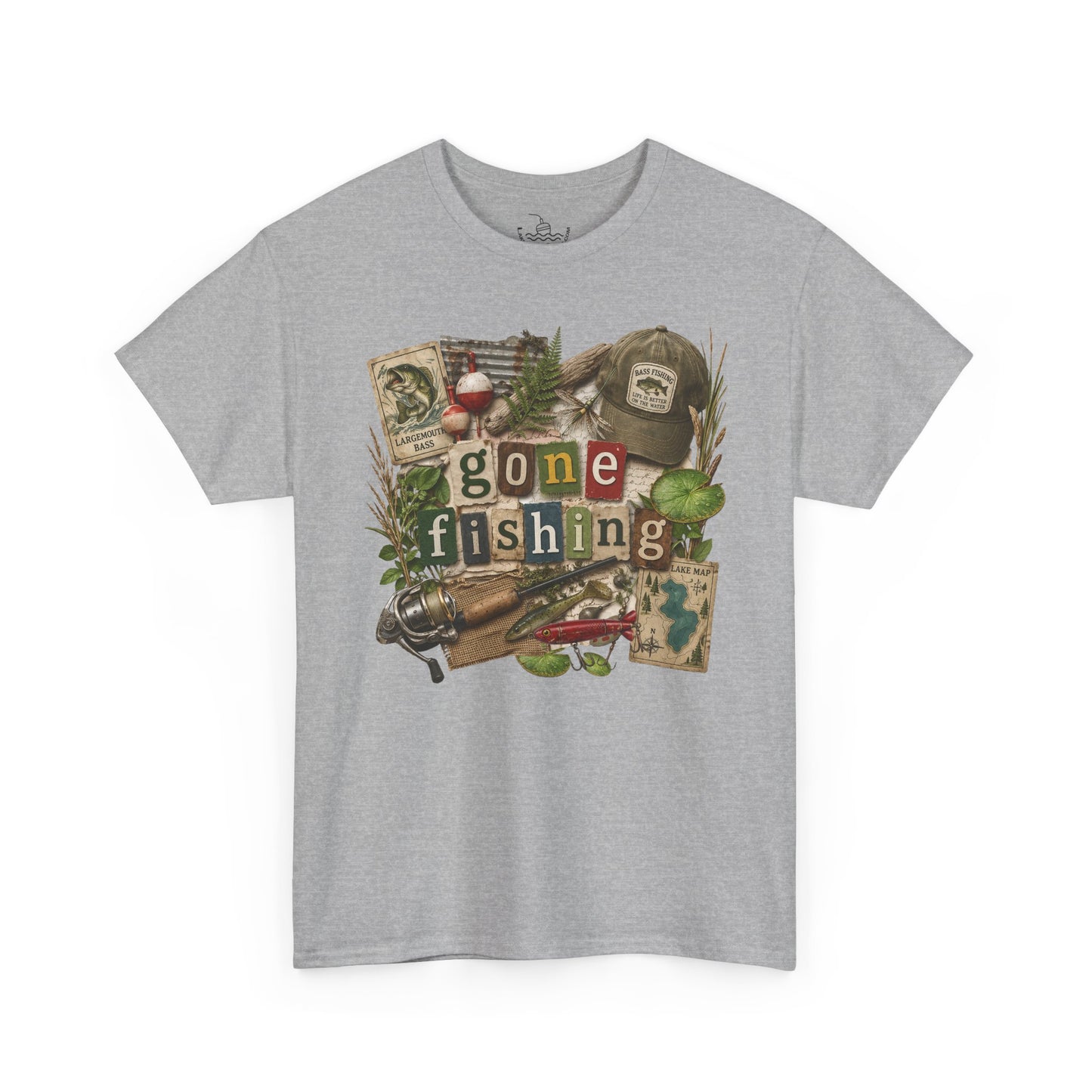 Gone Fishing T-Shirt | Scrapbooking Letters Retro Vintage Design | Retirement and Father's Day Shirt