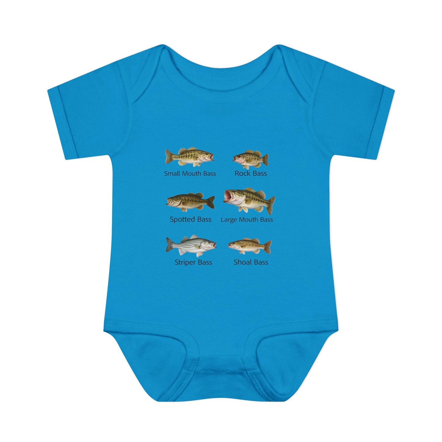 Bass Fish Cute Baby Infant Bodysuit Onesie | Smallmouth, Rock, Spotted, Striper, Largemouth Bass Cool Fishing Baby Onesie