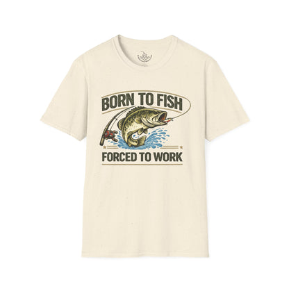 Born to Fish Forced to Work Shirt, Funny Fishing Tee, Fisherman Angler Funny Shirt, Father's Day, Grandpa, New Job Gift
