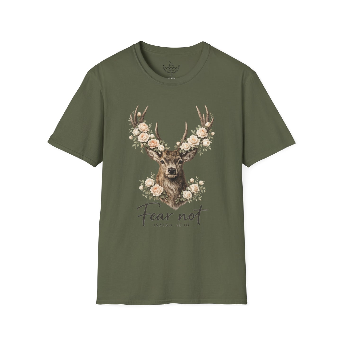 Fear Not Isaiah 41:10 Christian Bible Verse Shirt, Floor Deer Buck Antlers Design, Faith and Religious Gift, Scripture Shirt
