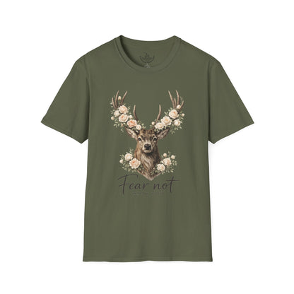 Fear Not Isaiah 41:10 Christian Bible Verse Shirt, Floor Deer Buck Antlers Design, Faith and Religious Gift, Scripture Shirt