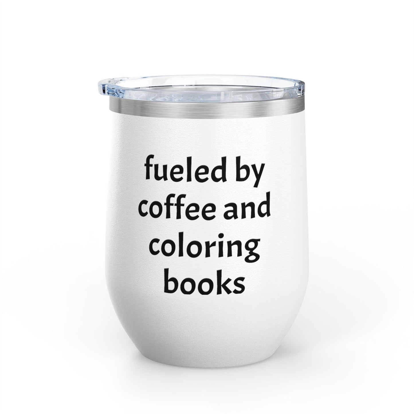 Charming Coffee Wine Tumbler with Lid for Coloring Book Lovers, Heart and Latte Design, Stainless Steel