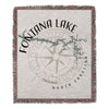 Fontana Lake North Carolina map with compass design on woven blanket.