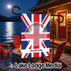 Union Jack flag with Lake Windermere map and "The Smith Family" text.