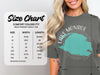 Comfort Colors 1717 heavyweight adult tee size chart with width and length measurements in inches.