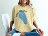 Yellow t-shirt with Lake Mohave map and compass design in Nevada.