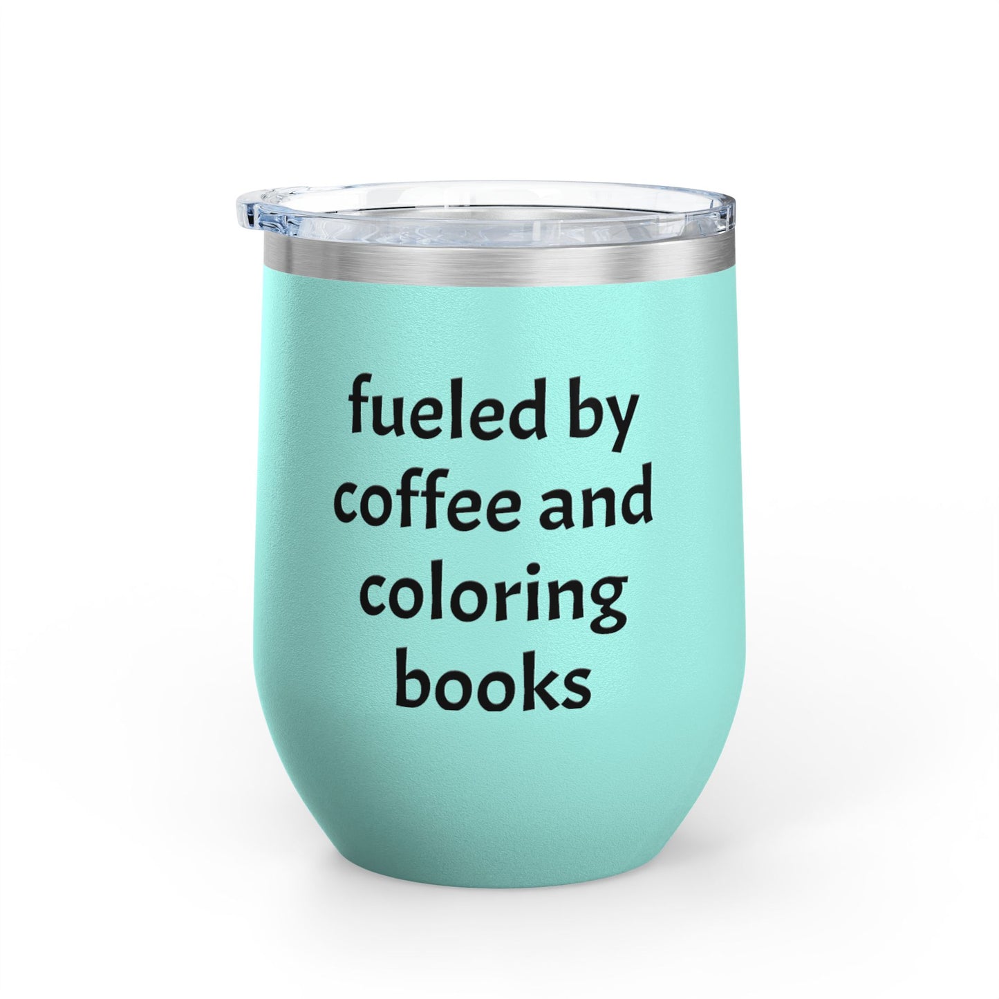 Charming Coffee Wine Tumbler with Lid for Coloring Book Lovers, Heart and Latte Design, Stainless Steel