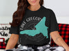 Black t-shirt with teal Lake Gregory California graphic and compass rose.