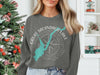 Grey sweatshirt with Great Sacandaga Lake map and compass design.