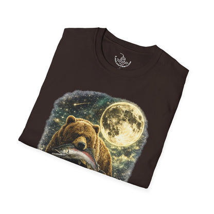 Kodiak Brown Bear Night Fishing with Salmon T-Shirt Midnight Hunting Rustic Forest Animal Art Gift Shirt ULTRA SOFT Shirt