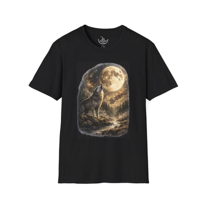 Howling Wolves Vintage 90s Howl at the Moon ULTRA SOFT Shirt, Retro Wolf Tee, Galaxy, Night Predator Hunting Grey Wolf Shirt