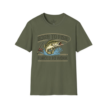 Born to Fish Forced to Work Shirt, Funny Fishing Tee, Fisherman Angler Funny Shirt, Father's Day, Grandpa, New Job Gift