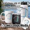 Lake Vermillion merchandise: mug, tumbler, and water bottle with compass design.