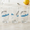 Three clear glasses with "Dream Lake Colorado" text and a blue lake silhouette.