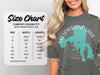 Comfort Colors heavyweight adult tee size chart with width and length measurements in inches.