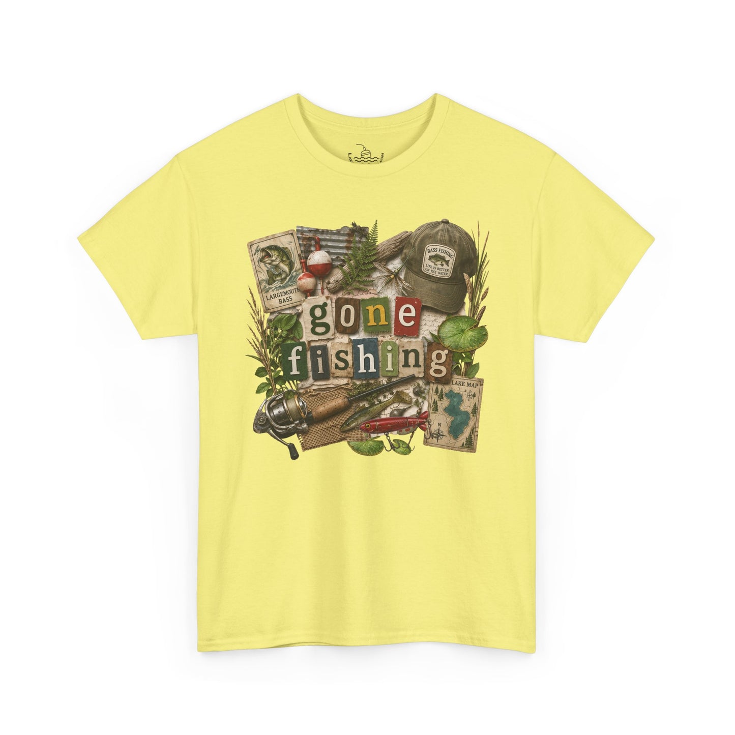 Gone Fishing T-Shirt | Scrapbooking Letters Retro Vintage Design | Retirement and Father's Day Shirt