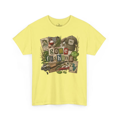 Gone Fishing T-Shirt | Scrapbooking Letters Retro Vintage Design | Retirement and Father's Day Shirt