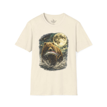 Kodiak Brown Bear Night Fishing with Salmon T-Shirt Midnight Hunting Rustic Forest Animal Art Gift Shirt ULTRA SOFT Shirt
