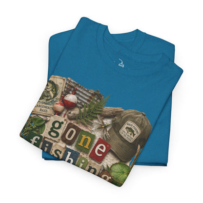 Gone Fishing T-Shirt | Scrapbooking Letters Retro Vintage Design | Retirement and Father's Day Shirt
