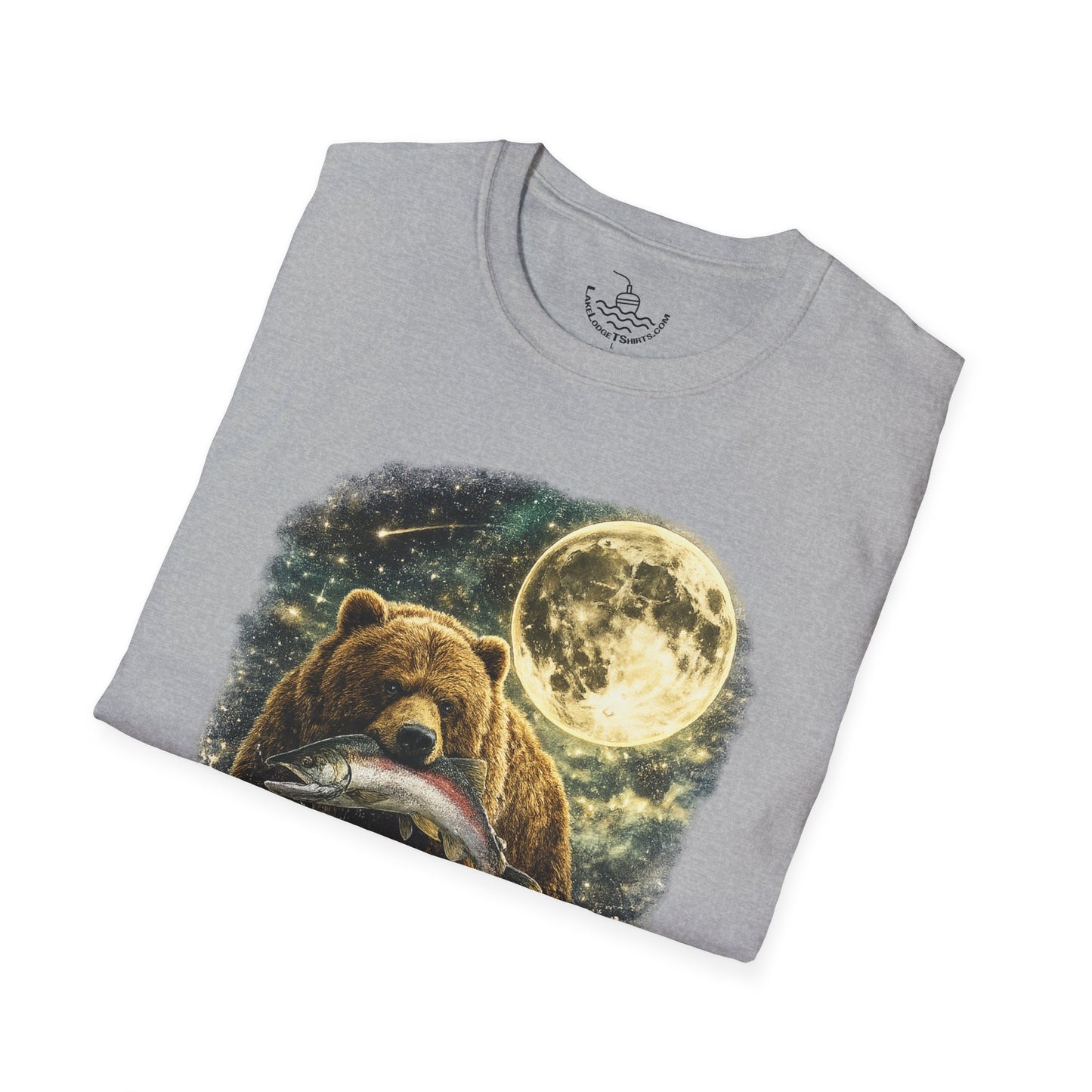 Kodiak Brown Bear Night Fishing with Salmon T-Shirt Midnight Hunting Rustic Forest Animal Art Gift Shirt ULTRA SOFT Shirt