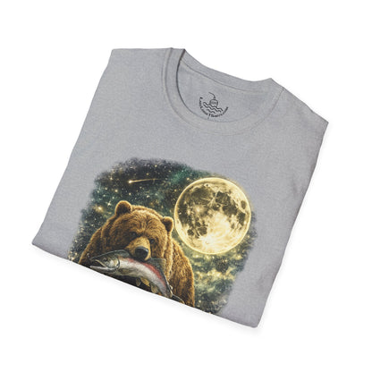 Kodiak Brown Bear Night Fishing with Salmon T-Shirt Midnight Hunting Rustic Forest Animal Art Gift Shirt ULTRA SOFT Shirt
