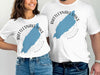 White t-shirts with Rattlesnake Lake Washington design, featuring a blue lake silhouette.