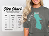 Comfort Colors 1717 heavyweight adult tee size chart with widths and lengths.