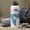 White water bottle with "CUYAMAMA" text and California map graphic.