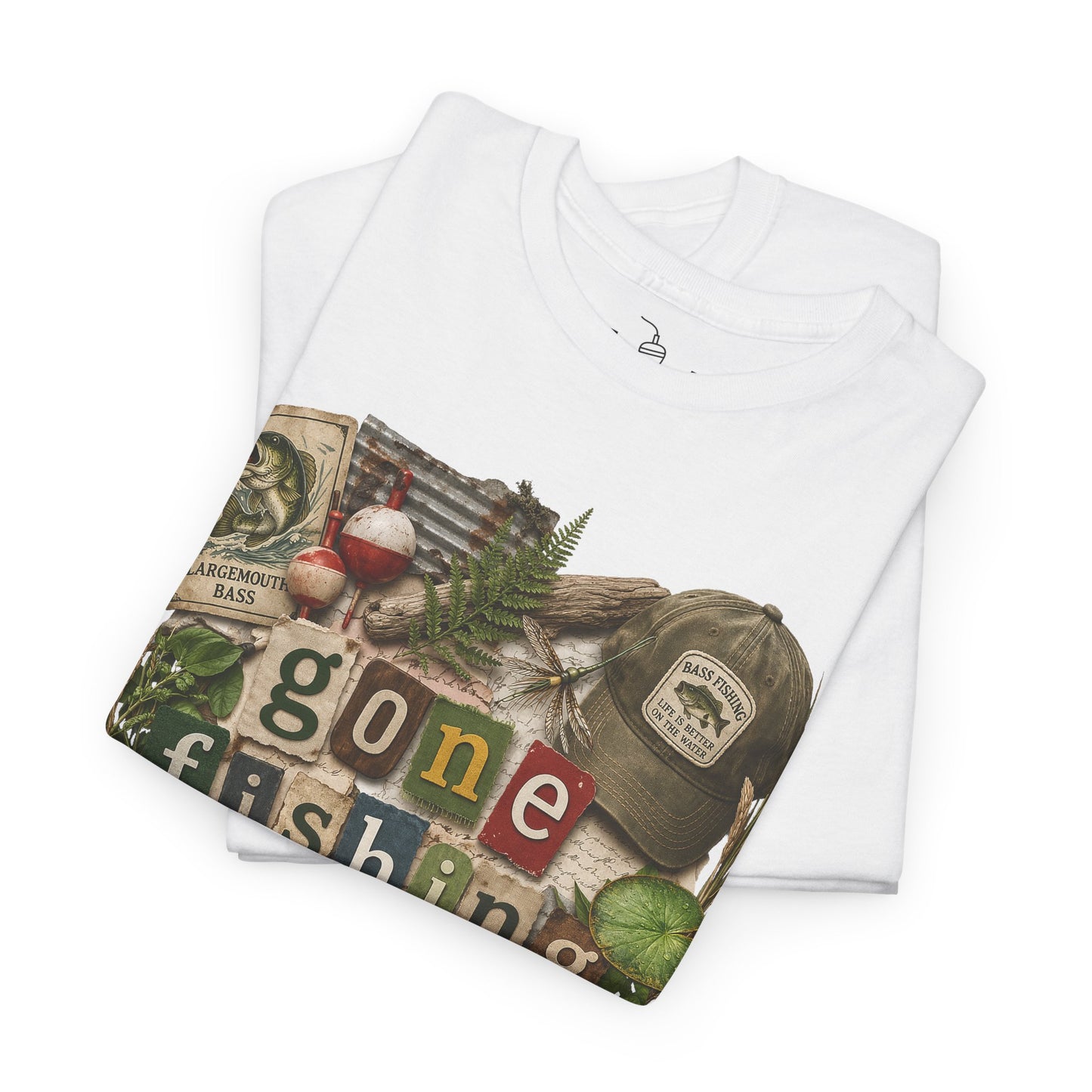 Gone Fishing T-Shirt | Scrapbooking Letters Retro Vintage Design | Retirement and Father's Day Shirt
