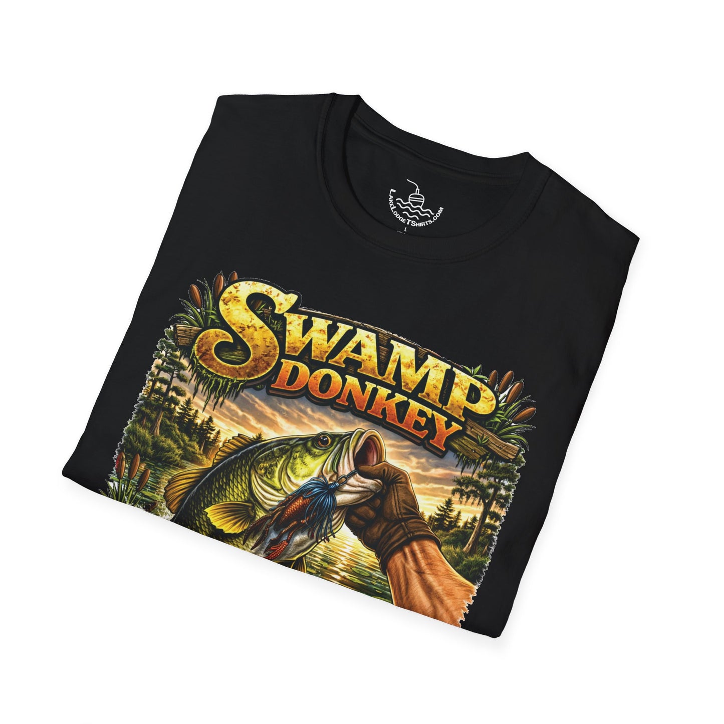 Swamp Donkey Bass Fishing Funny T-Shirt Ultra Soft | Vintage Largemouth Angler Shirt Father's Day